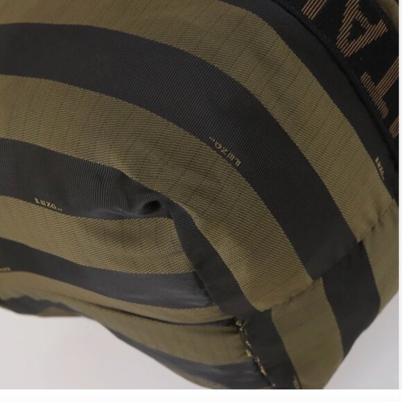 FENDI Pecan Canvas Boston Bag Black Brown - Picture 12 of 15